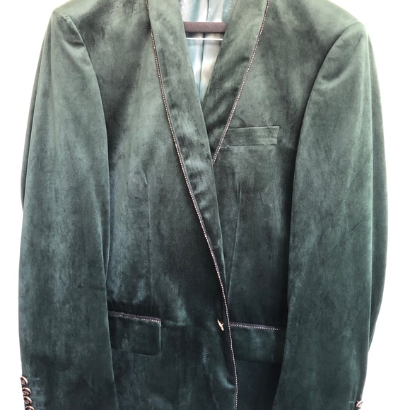 Hunter Green Velvet Sport Coat/Blazer - Picture 4 of 8